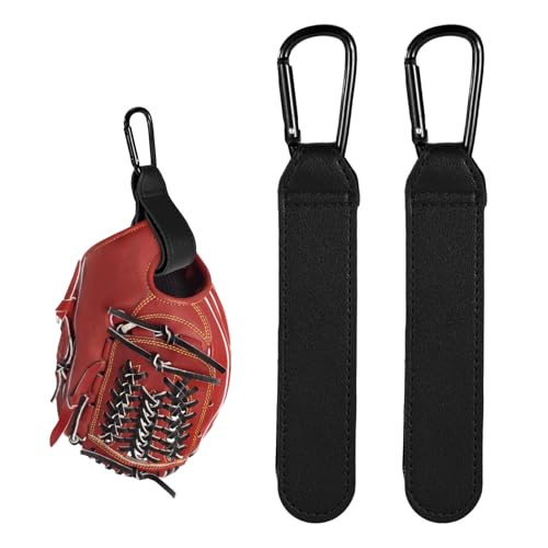 Sinbana 2pcs Adjustable Baseball Glove Clip Adjustable Baseball Glove Holder for Bag with Hanging Loops Sports Training Gear Organization Clip Bag Tool for Drying Charms Team Gifts (Black)