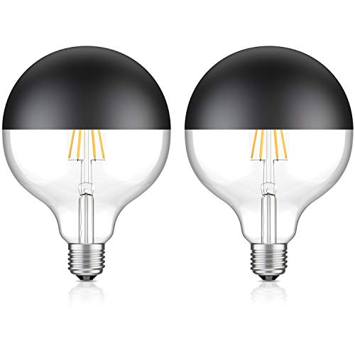 ledscom.de Bombilla LED E27, G125, blanco cálido (2700K), 6,7W, 660lm, espejo de cabeza (negro), 2pcs Cover