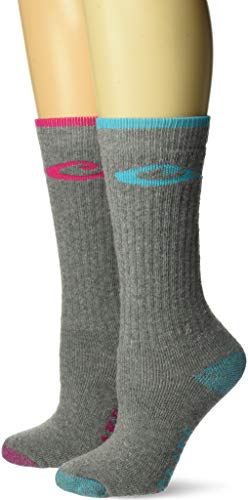 Drake Women's Ultra-Dri Merino Wool Midweight Crew Boot Socks 2 Pair Pack, Teal/Fuchsia, Medium