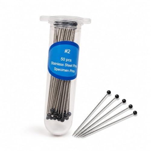 Image of Entomology Pins 0.38 mm, 50 Pieces | Stainless Steel Insect Specimen & Butterfly Collection Pin | Rust-Resistant Precision Mounting Pins for Collectors, Students & Laboratories