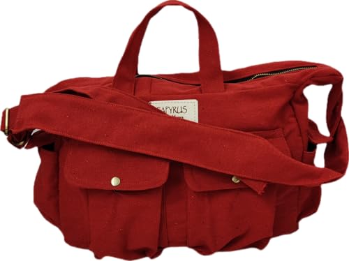 Image of ROUGH Canvas Cotton messenger bag.15'' Lap top. Large size 36x27x11 cm(12Ltr) Metal zipper closure. Allround pockets. Vintage look. Antique fittings.Sustainable