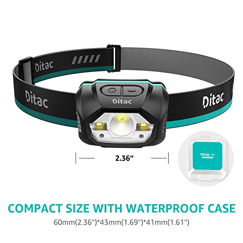 Ditac H1 Head Lamp Rechargeable, Head Lamp With Motion Sensor, Bright Led Headlamp, 440 Lumens 1800Mah Max Runtime 70 Hours, Ipx6 Waterproof Headlight 5 Modes For Hiking Camping Fishing (Green) #TOP7