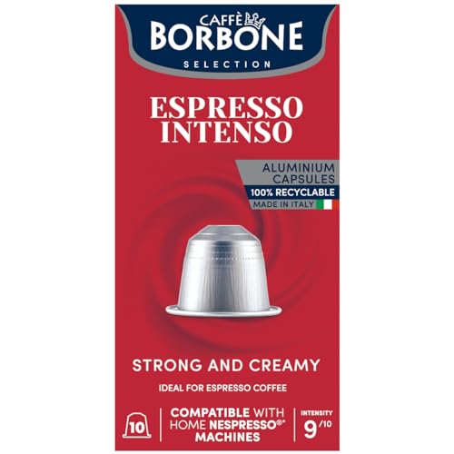 Caffe Borbone Aluminum Coffee Pods Compatible with Nespresso Original Machines, Espresso Intenso, Medium Roast, Strong and Creamy, Genuine Italian Coffee - 50 Count