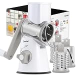 Geedel Rotary Cheese Grater, Vegetable Slicer Graters for Kitchen, 3 Blades
