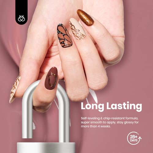 Image of Beetles Nude Gel Nail Polish Set, 6 Colors 15ml Neutral Brown UV Gel | 6 full-size 15ml nude gel colors for neutral brown manicures and DIY nail art; cure with a UV /LED lamp.