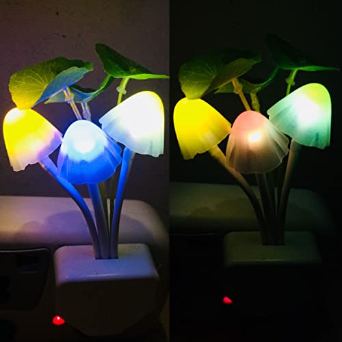 Image of AUSAYE Plug in Night Light, Sensor Light Color Change Cute Mushroom Light LED Nightlights for Kids, Adults, Bedroom, Bathroom,Hallway, Stairs, Kitchen