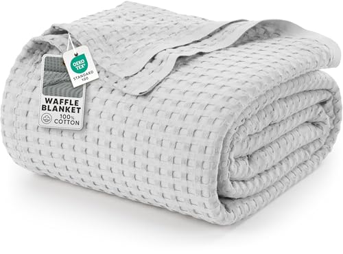 Image of Utopia Bedding 100% Cotton Waffle Weave Blanket King Size for Bed - Lightweight, Breathable Summer Blankets Soft and Cozy, Gifts for Women Home Room Decor (Silver, 90x108 Inch)