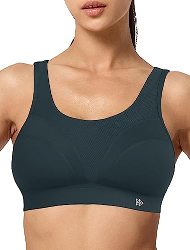 Yvette Sport BH U-Rücken Verstellbar Träger Starker Halt Gepolstert Fitness Joggen Bra,Grau,2XL Große Größen