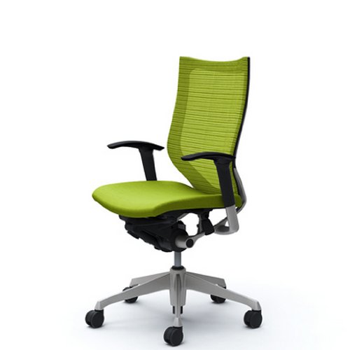 バロン (Baron) チェア 【ハイバック】 シルバ-フレーム 可動肘 座クッション ライムグリ-ン CP85DR FDF6