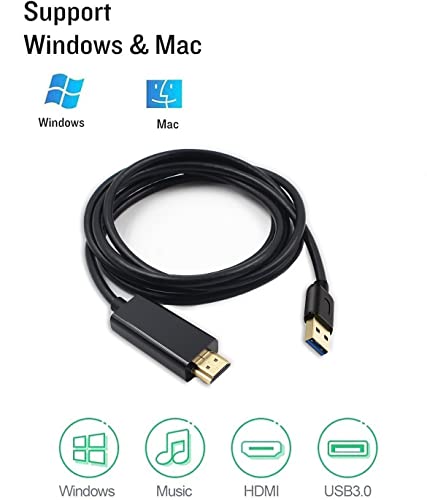 Tiedxioy Usb To Hdmi Adapter Cable For Mac Ios Windows 10/8/7/Vista/Xp, Usb 3.0 To Hdmi Male Hd 1080P Monitor Display Audio Video Converter Cable Cord - 2M #TOP5