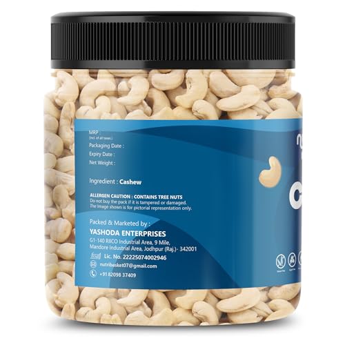 Image of NUTRI BASKET Whole Cashews /Kaju | Premium Unsalted Cashew Nuts | Rich in Protein, Magnesium & Phosphorus | Crunchy Fresh Dry Fruits for Snacking, Cooking, Desserts & Daily Nutrition (150g)