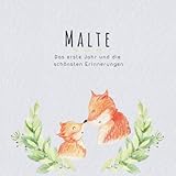 Malte Das erste Jahr und die schönsten Erinnerungen: Baby Tagebuch I Babyalbum I Erinnerungsalbum I Eintragealbum I Kinderbuch I Babybuch I Perfektes ... Babyparty Geschenk für die Geburt von Malte