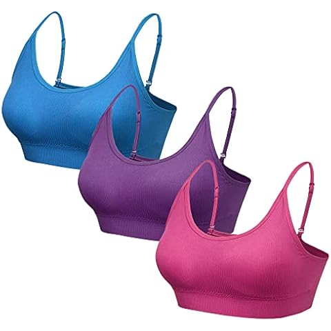 Blu Apparel 3 6 9 Pack Ribbed Comfort Bra Padded Maternity Multipack Bras No Underwire 8 10 12 14 16 18 20 (Purple/Ruby/Blue, XL) Cover