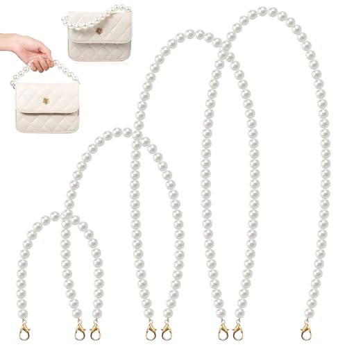 VOSSOT Perlen Kette Trageriemen 4 Stück Perlen Taschenkette Tasche Kette Schulterriemen Taschenkette Ersatz Perlen Trageriemen Kette für Damen Handtaschen Umhängetasche Geldbörse (30/60/90/120cm)