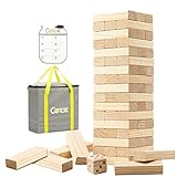 GOROCK Giant Tumble Tower, Stacking Timber with Scoreboard | Dice | Carrying Bag, 57 PCS Wooden Bloc