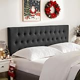 Huatean Home Tufted Upholstered Headboard Queen Size, Solid Wood Head Board with Durable Metal Legs, Adjustable Height Bed headboard from 37” to 51” Fabric Headboard in Modern Button Design (Black)