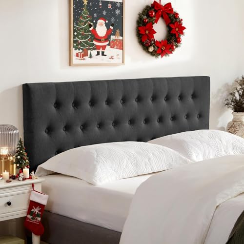 Huatean Home Tufted Upholstered Headboard Full Size, Solid Wood Head