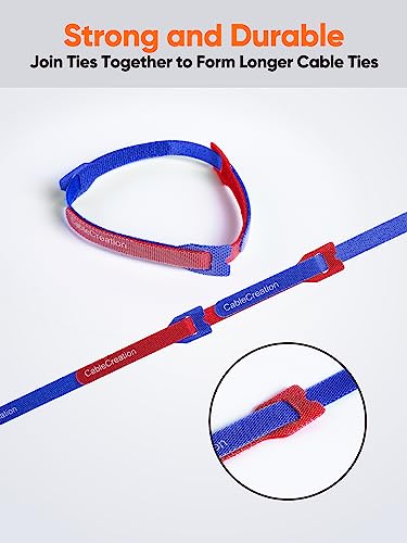 Image of CableCreation Cable Ties 60Pcs,Reusable Fastening Cables Management,Nylon Wire Organizer Cord,Adjustable Tie Wrap Organiser,Self Adhesive Cable Straps,Multi-Colored (30Pcs x 6 Inch /30Pcs x 8.7 Inch)