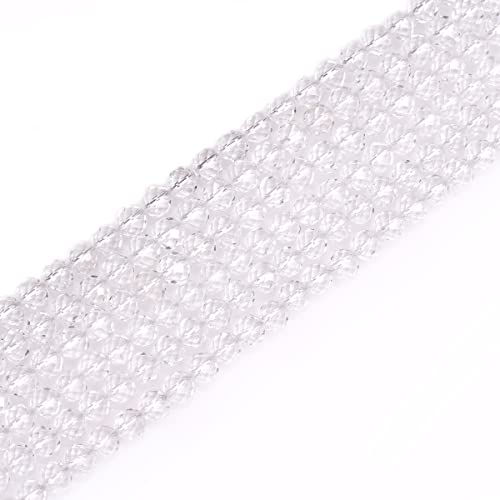 Gem-Inside Abstandshalter für Schmuckherstellung, 6 mm, natürlicher weißer klarer Bergquarz, echter Kristall, Edelstein, facettiert, 38,1 cm