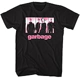 American Classics Garbage Rock Band Pink Offset Adult Short Sleeve 90s Music Cool Graphic T-Shirt - Medium, Black