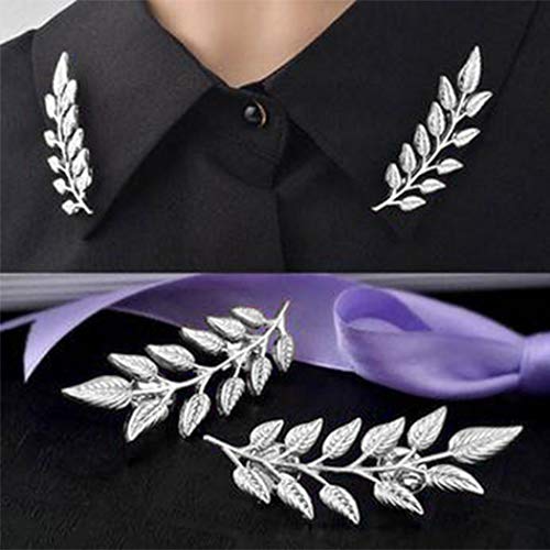 Suit Collar Pin Double Gold Leaves Sweater Brooch Pin Shirt Collar Decoration Jewelry for Women and Men (Gold)2