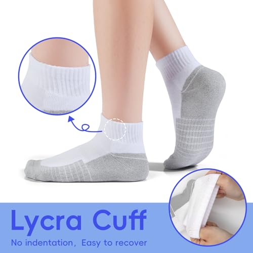 Begrily Mens Cotton Athletic Ankle Socks - 6/8 Pack Thick Cushion Low Cut Sock Comfortable for Running Sport Casual Work4