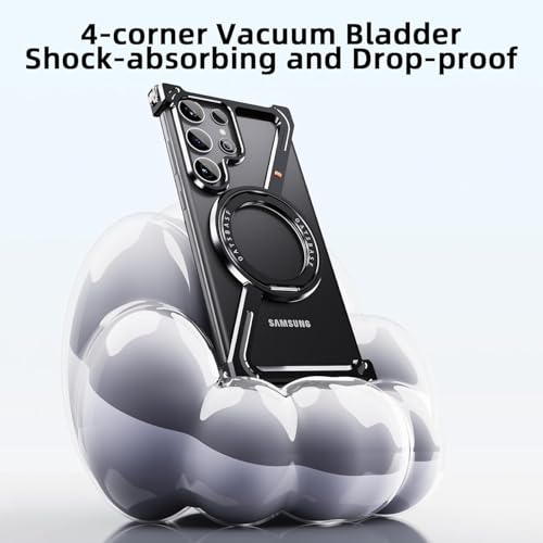 Image of Bumper Case with Kickstand Compatible with Galaxy S26 Ultra Case with Wireless Charging | Luxury Aluminum Armor (Black)