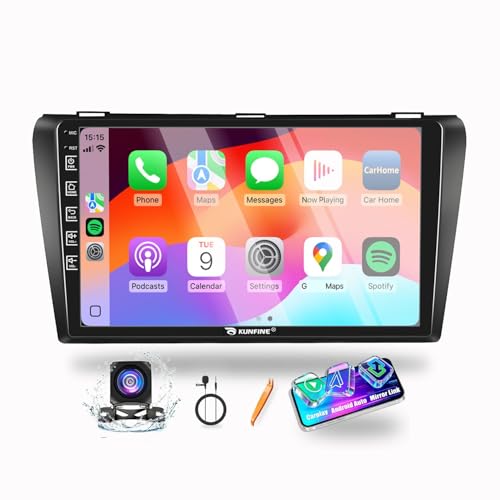 Kunfine Automóviles CarPlay Android Auto Navegación Estéreo GPS Radio Cámara de Marcha Atrás 9