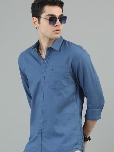 Image of COOL COLORS Men's Solid Slim Fit Casual Shirt | Breathable Soft Fabric | Spread Collar | Stylish Modern Comfort | Office, Party, Weekend Essential