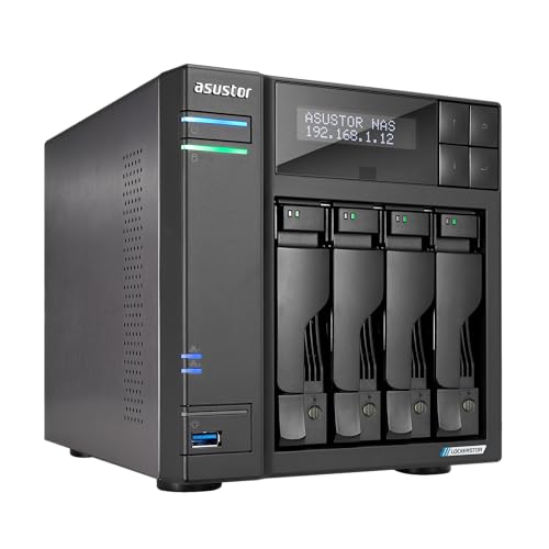 Image of Asustor Lockerstor 4 Gen2+ AS6704T v2 4 Bay NAS, Intel Quad-Core CPU, Dual 5GbE Ports, 4GB DDR4, 4 M.2 SSD Slots, HDMI, Plex Media Server, Video Editing, Creator, Network Attached Storage (Diskless)