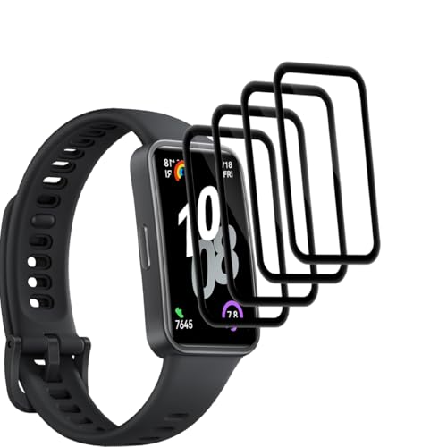 Jaavkkma 4 Piezas Protector Pantalla para Huawei Band 10 Cristal Templado, Anti-Arañazos/HD, 3D Curvado Película Protectora para Huawei Band 10 - PMMA Protector Pantalla Compuesto