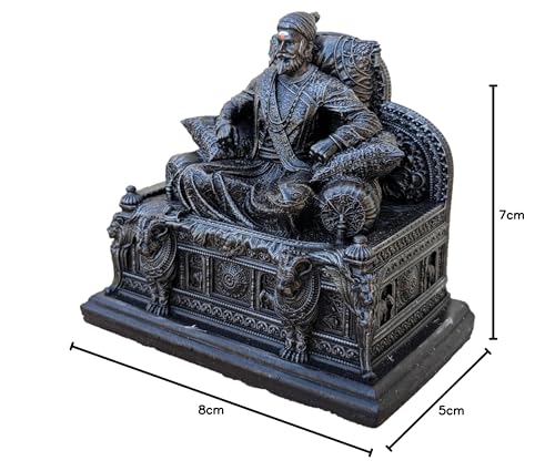 Image of Chatrapati Shivaji Maharaj Rajeshahi Statue for Car Dashboard and Home (Copper Color) (4 inch)