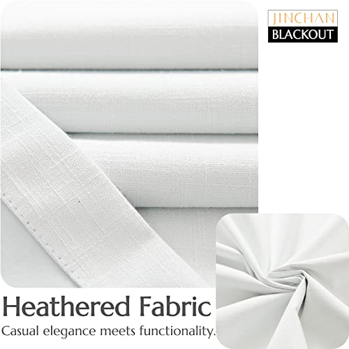 Jinchan Blackout Curtains For Bedroom 84 Inch Long Linen Textured White Curtains Grommet Top Thermal Insulated Curtains For Living Room Modern Room Darkening Drapes Window Curtain Set 2 Panels #TOP4
