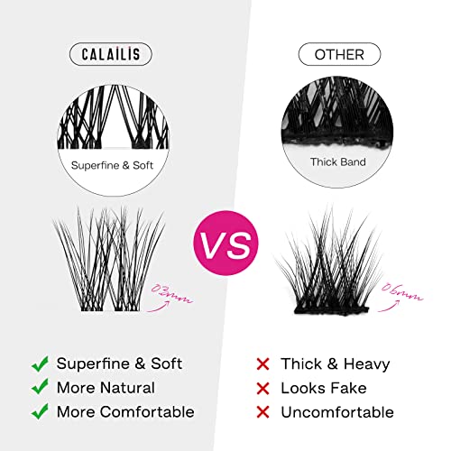 Image of CALAILIS Individual Lashes, DIY Eyelash Extensions, Super Thin Glue-based Band, Natural Look Reusable, Lasting for 48 Hours Individual DIY Eyelashes (02MIX-C)