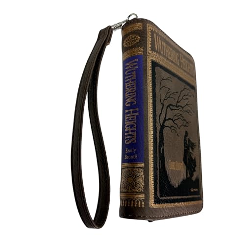 Image of Women's Bifold Wallet Wuthering Heights Book Wristlet, Brown 7 Inch