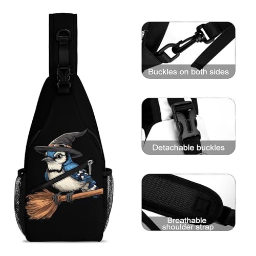 Blue Jay Witch Crossbody Sling Backpack Casual Chest Bag Fanny Pack for Women Men Travel Hiking3