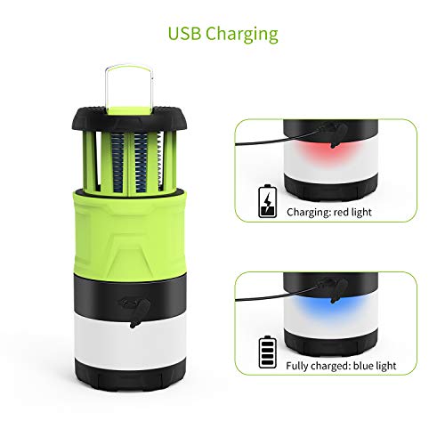 LED Camping Lantern, Bug Zapper Camping Lantern with 2000mAh Rechargeable Battery, Camping Lights with Magnetic Base for Outdoor, Hiking, Home and Car, Lanterns Battery Powered LED Emergency Lighting