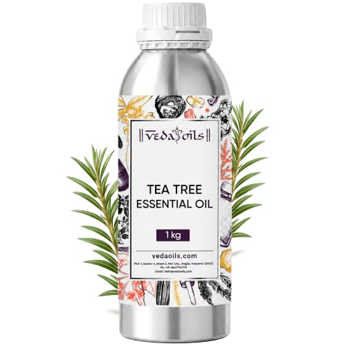 Image of VedaOils Tea Tree Essential Oil 1Kg | 100% Pure & Natural, Undiluted Therapeutic Grade Tea Tree Oil for Skin, Hair, Face, Acne, and Dandruff Care