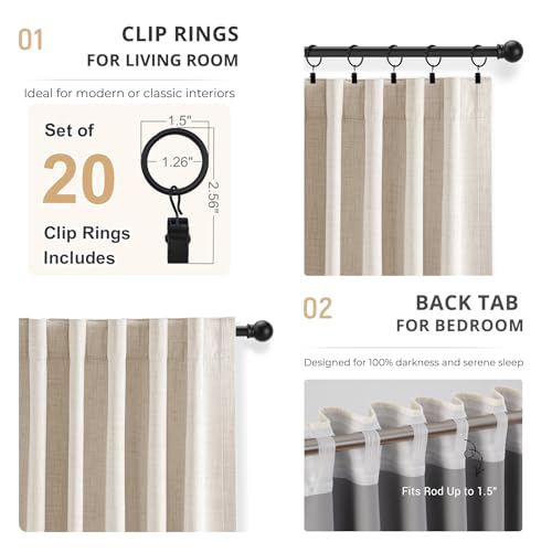 Cortinas opacas para evitar la luz exterior DEFYNEE paneles térmicos de lino contra el calor 3