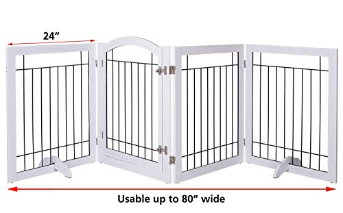 SPIRICH 96-inch Extra Wide 30-inches Tall Dog Gate with Door Walk Through, Freestanding Wire Pet Gate for The House… - Image 6
