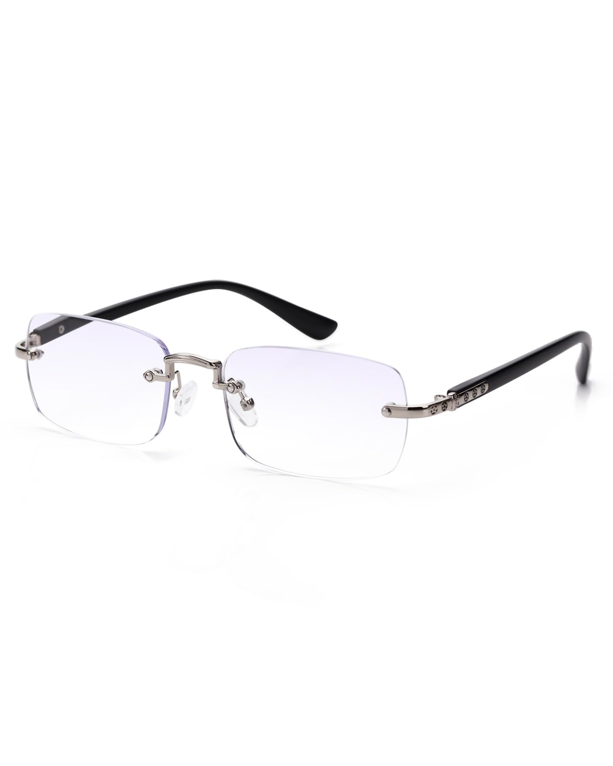 LUFF Rimless Lesebrille für Herren Damen Anti Blaue Lesebrille Rahmenlose Ultraleichtleser, Metall Klassische Computer Blaulichtfilter Bequeme Brillen