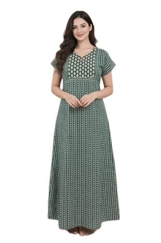 Image of Bahumaan Pure Cotton Nighty for Woman | Maxi Nighty for Women Cotton | Night Gown for Women with Pocket, Ideal for Loungewear