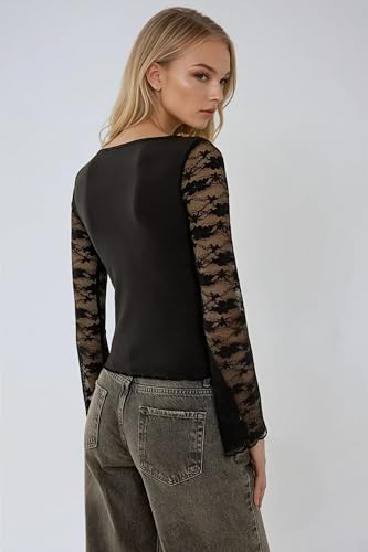 Long Sleeve Blouse with Lace Detail3