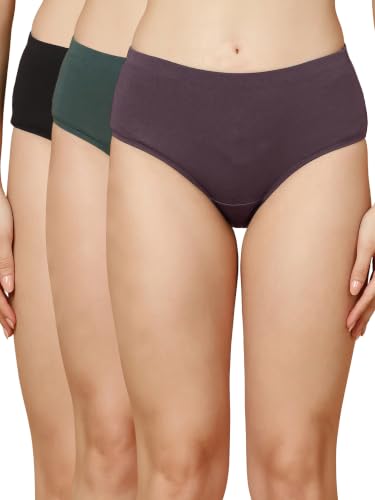 Image of SOIE Women High Rise Full Coverage Solid Colour Cotton Stretch Hipster Panty (Pack of 3)