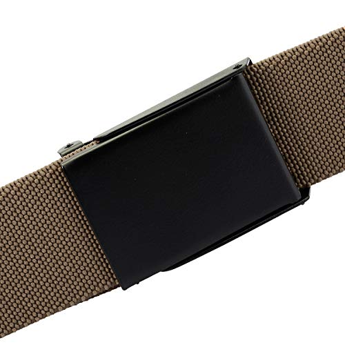 Sportmusies Elastic Belts for Men, Military Style Stretch Webbing Tactical Duty Belt (Khaki,Flip Top Buckle)3