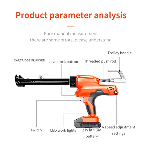 Etersec Pistola de calafetagem sem fio, kit de pistola de calafetagem elétrica portátil de 21 V, equ