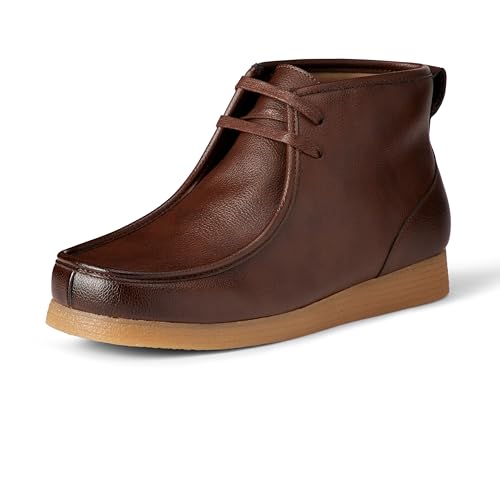 Amazon Essentials Botas Chukka Con Puntera Moc Hombre, Marrón Oscuro Cuero de Imitación, 41.5 EU