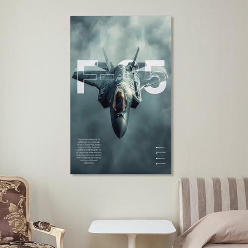 JHXNJDPOST Modern Military Aircraft Poster F-35 Lightning II Fighter Jet Poster Canvas Wall Art Aesthetic Decorative Painting Living Roomstyle 16x24inch(40x60cm) by JHXNJDPOST - Used condition - Image 6