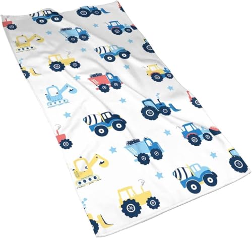 タオル バスタオル 建設車両 子供 トラック セメントミキサート ラクター フェイスタオル 人気 柔らか肌触り ふんわり 瞬間吸水 速乾 抗菌防臭 厚手 家庭用 ホテル スポーツ 業務用 幼稚園 マイクロファイバー かわいい おしゃれ (70×40cm)