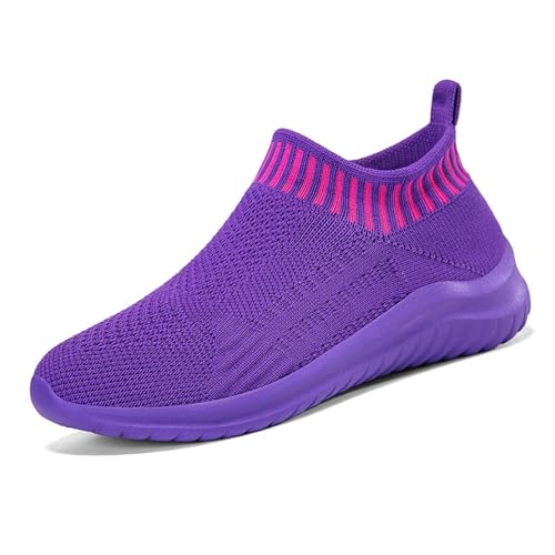 Baskets unisexes respirantes en violet taille 41 pour la marche quotidienne